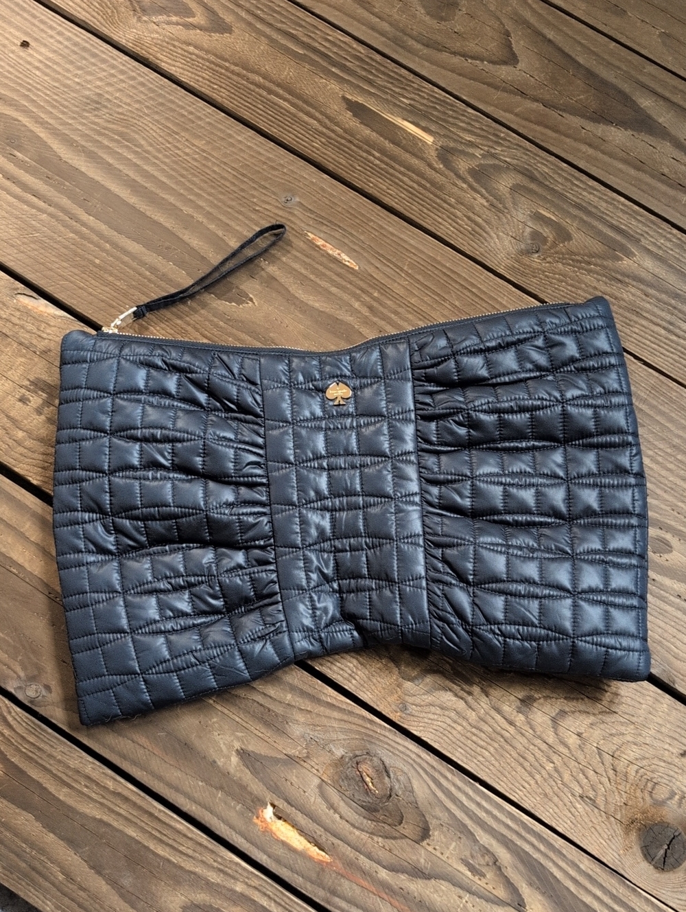 kate spade Black Quilted Bow Wristlet Clutch